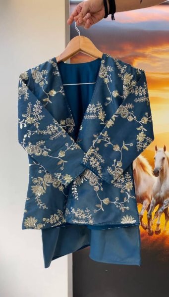 Dynamic Blue Designer Partywear Cosmos Co-ord Set with Embroidered Top and Palazzo CO ORD Sets