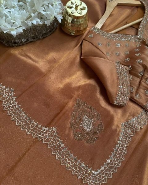 Dynamic Brown Mosa Saree with Elegant Look for Festive and Wedding Wear Designer Wedding Sarees Wholesale