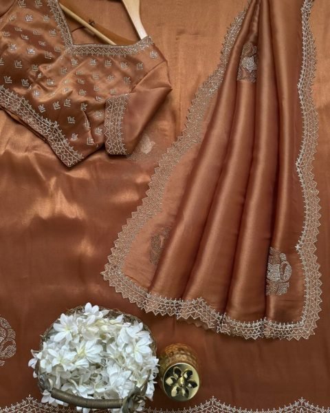 Dynamic Brown Mosa Saree with Elegant Look for Festive and Wedding Wear Designer Wedding Sarees Wholesale