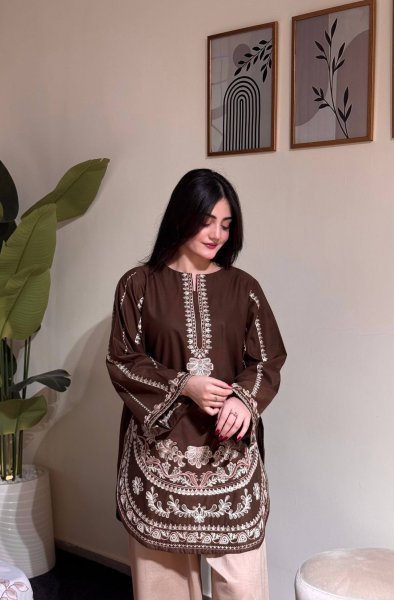 Dynamic Brown Roman Silk Farshi Suits Set With Palazzo At Direct Exporter Price Ready To Wear Collection