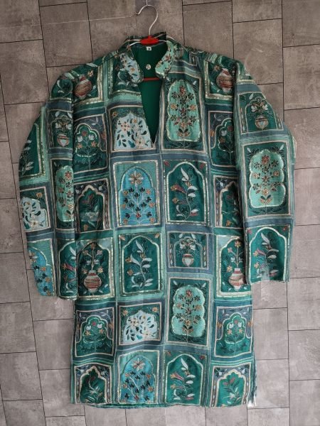 Dynamic Green Men’s Chinon Kurta with Crepe Inner and Heavy Work For Wholesale Rate Kurta Pajama Wholesale