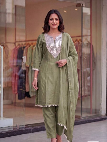 Dynamic Green Rangoli Silk Suit for Party and Festive Collection Kurtis