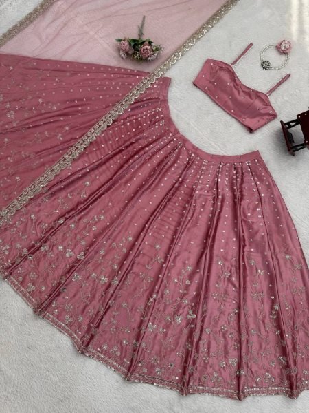 Dynamic Japan Satin Lehenga with Coding Dori Sequins Work for Wedding Wear Bollywood Lehenga Choli