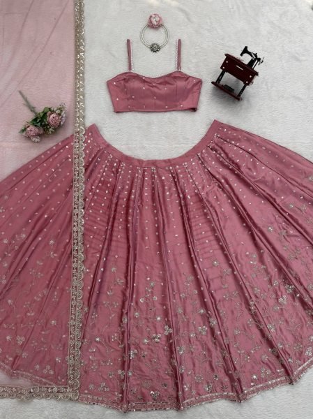 Dynamic Japan Satin Lehenga with Coding Dori Sequins Work for Wedding Wear Bollywood Lehenga Choli