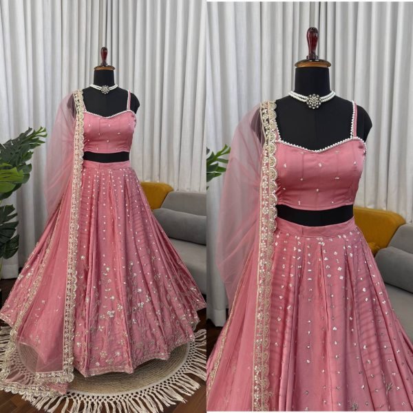 Dynamic Japan Satin Lehenga with Coding Dori Sequins Work for Wedding Wear Bollywood Lehenga Choli