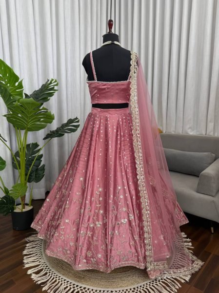 Dynamic Japan Satin Lehenga with Coding Dori Sequins Work for Wedding Wear Bollywood Lehenga Choli