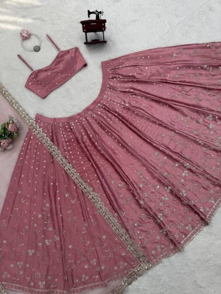 Dynamic Japan Satin Lehenga with Coding Dori Sequins Work for Wedding Wear Bollywood Lehenga Choli