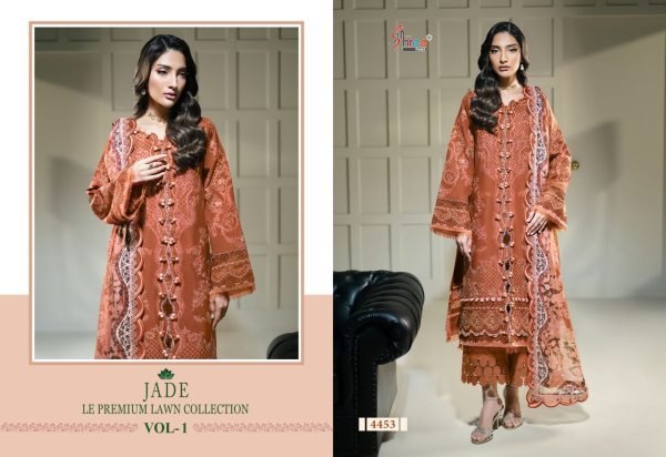 Dynamic Orange Designer Lawn Cotton Dress Material for Festive and Casual Wear Pakistani Suits Wholesale