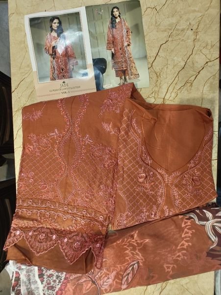 Dynamic Orange Designer Lawn Cotton Dress Material for Festive and Casual Wear Pakistani Suits Wholesale