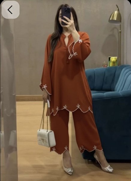 Dynamic Orange Designer Viscose Rayon Kurta Pant Set with Elegant Embroidery Work CO ORD Sets