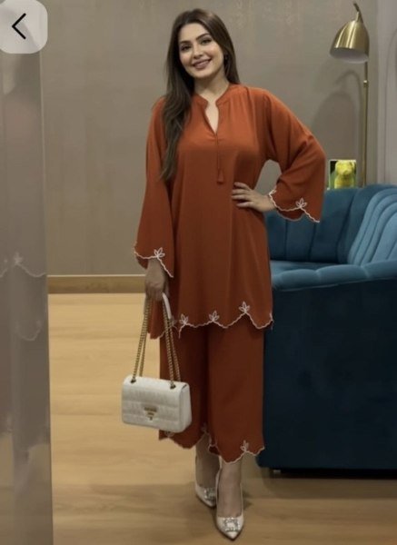 Dynamic Orange Designer Viscose Rayon Kurta Pant Set with Elegant Embroidery Work CO ORD Sets
