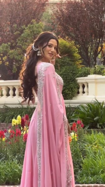 Dynamic Pink Designer Heavy Fox Georgette Embroidery Gown with Dupatta at Wholesale Rate Ready To Wear Collection