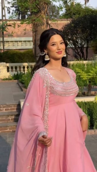 Dynamic Pink Designer Heavy Fox Georgette Embroidery Gown with Dupatta at Wholesale Rate Ready To Wear Collection