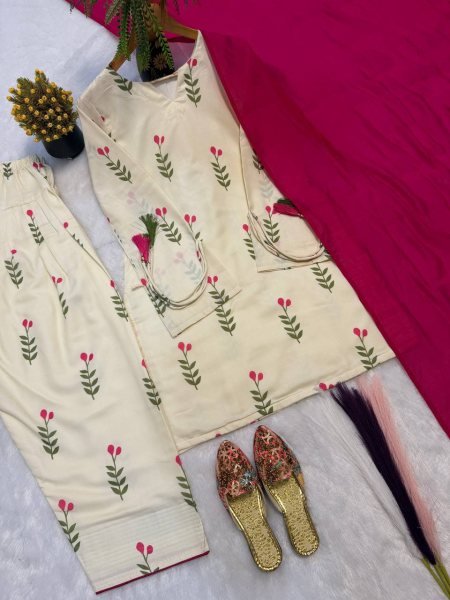 Dynamic Pink Elegant Cambric Cotton Farshi Suit Set with Stylish Fancy Sleeves Ready To Wear Collection