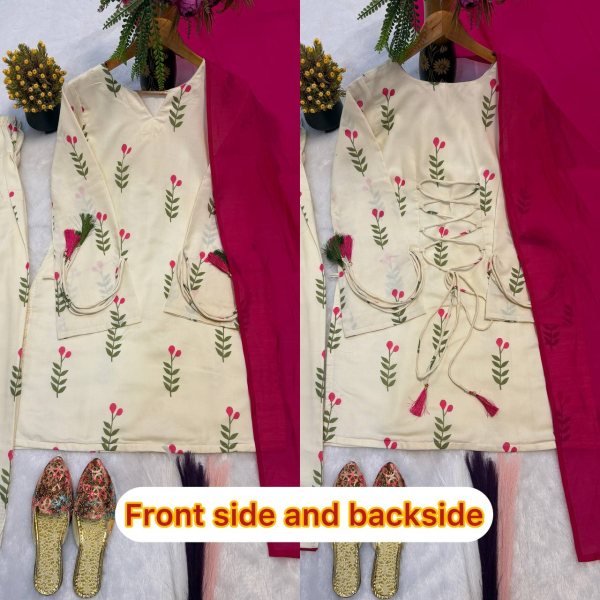 Dynamic Pink Elegant Cambric Cotton Farshi Suit Set with Stylish Fancy Sleeves Ready To Wear Collection