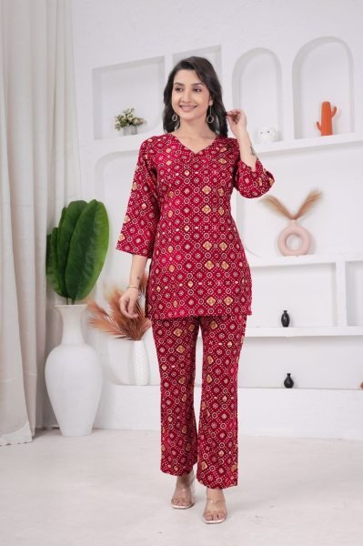 Dynamic Pink Teal Bandhani Co-Ord Set for Women Daily Wear CO ORD Sets