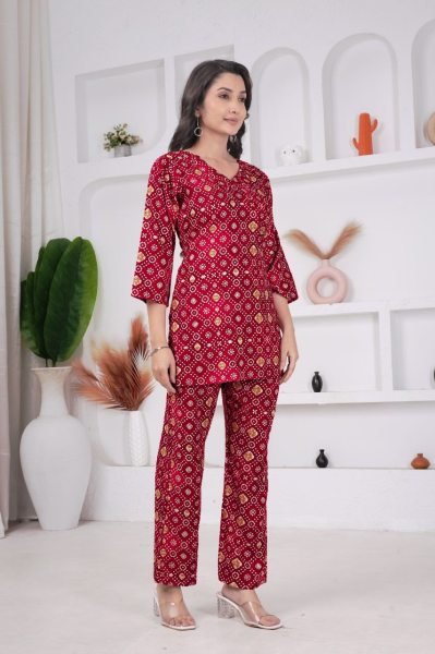 Dynamic Pink Teal Bandhani Co-Ord Set for Women Daily Wear CO ORD Sets