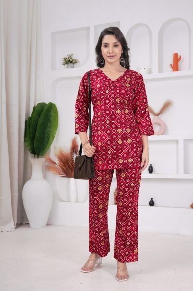 Dynamic Pink Teal Bandhani Co-Ord Set for Women Daily Wear CO ORD Sets