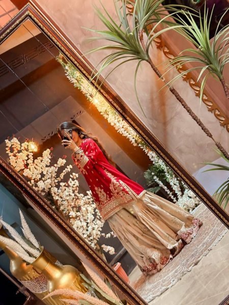Dynamic Red Designer Faux Georgette Sharara Suit with Reniya Cutting Border at Factory Price Ready To Wear Collection
