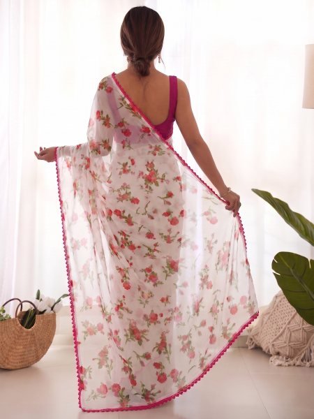 Dynamic Red Heavy Chiffon Saree with Designer Lace Border and Matching Blouse Piece Printed Cotton Sarees Wholesale