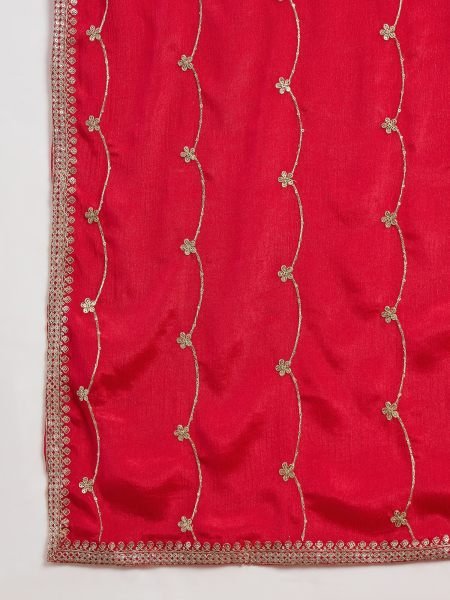 Dynamic Red Wedding Wear Chinon Embroidered Suit with Designer Dupatta Designer Plazzo Salwar Suits Wholesale