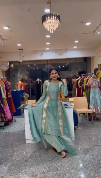 Dynamic Teal Green Premium Salsa Crush Lehenga Choli with Fully Stitched Blouse Ready To Wear Collection