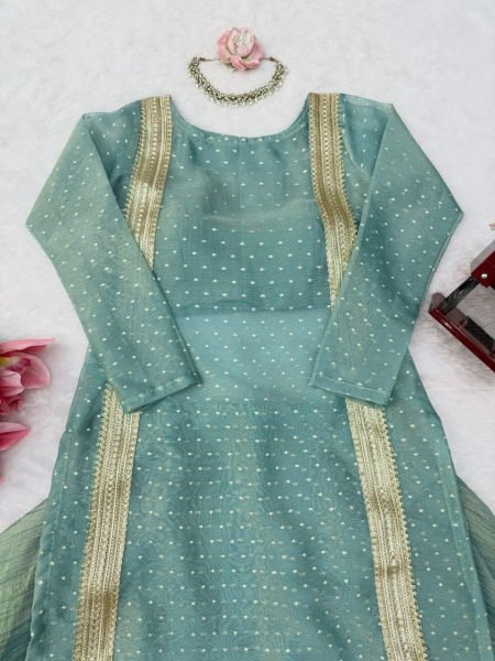 Dynamic Teal Green Premium Salsa Crush Lehenga Choli with Fully Stitched Blouse Ready To Wear Collection