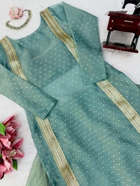 Dynamic Teal Green Premium Salsa Crush Lehenga Choli with Fully Stitched Blouse Ready To Wear Collection