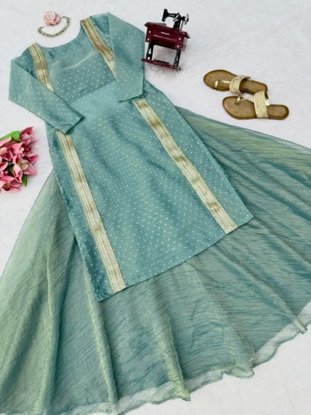 Dynamic Teal Green Premium Salsa Crush Lehenga Choli with Fully Stitched Blouse Ready To Wear Collection
