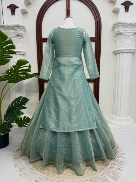 Dynamic Teal Green Premium Salsa Crush Lehenga Choli with Fully Stitched Blouse Ready To Wear Collection