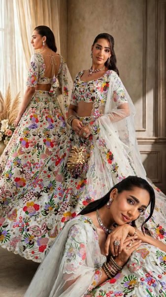 Dynamic White Designer Masti Silk Lehenga with Sequin Embroidery and Dupatta  Designer Lehenga Choli