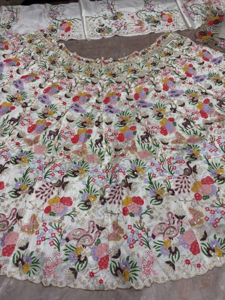 Dynamic White Designer Masti Silk Lehenga with Sequin Embroidery and Dupatta  Designer Lehenga Choli