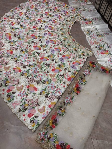 Dynamic White Designer Masti Silk Lehenga with Sequin Embroidery and Dupatta  Designer Lehenga Choli