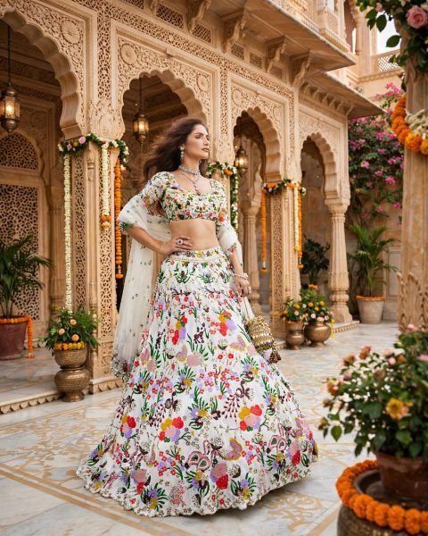 Dynamic White Designer Masti Silk Lehenga with Sequin Embroidery and Dupatta  Designer Lehenga Choli