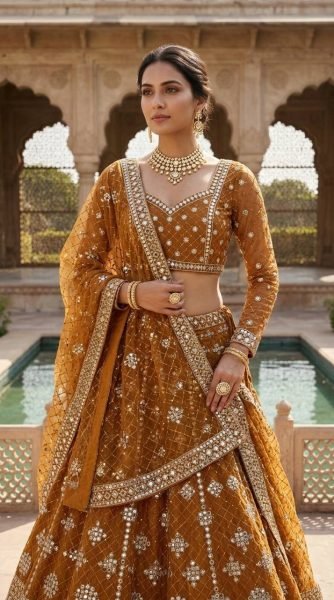Dynamic Yellow Faux Georgette Lehenga with Embroidered Dupatta for Bridal Fashion Bridal Lehenga Choli