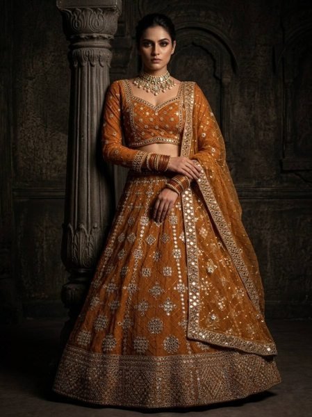 Dynamic Yellow Faux Georgette Lehenga with Embroidered Dupatta for Bridal Fashion Bridal Lehenga Choli