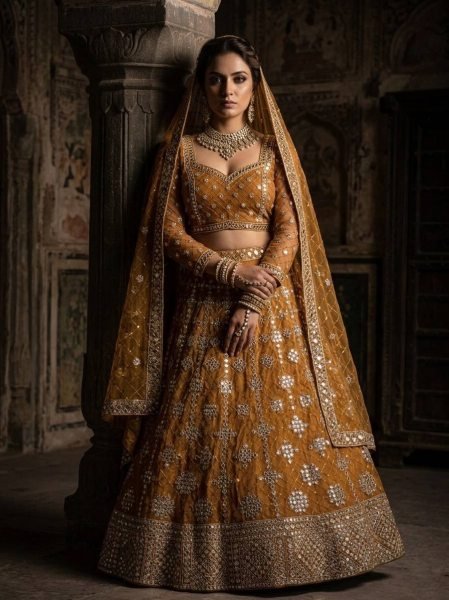 Dynamic Yellow Faux Georgette Lehenga with Embroidered Dupatta for Bridal Fashion Bridal Lehenga Choli