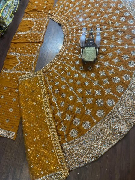 Dynamic Yellow Faux Georgette Lehenga with Embroidered Dupatta for Bridal Fashion Bridal Lehenga Choli