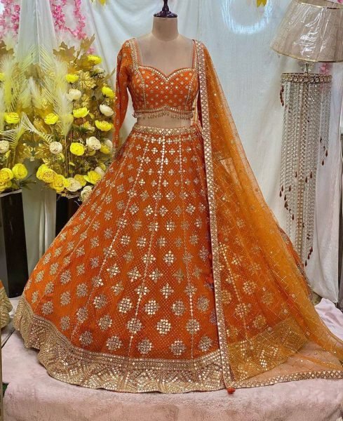 Dynamic Yellow Faux Georgette Lehenga with Embroidered Dupatta for Bridal Fashion Bridal Lehenga Choli