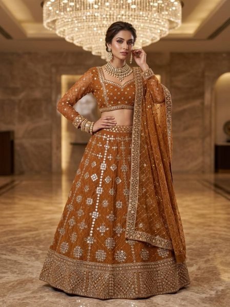 Dynamic Yellow Faux Georgette Lehenga with Embroidered Dupatta for Bridal Fashion Bridal Lehenga Choli