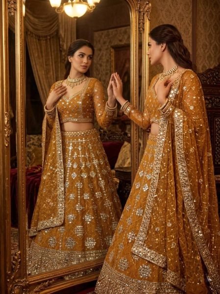 Dynamic Yellow Faux Georgette Lehenga with Embroidered Dupatta for Bridal Fashion Bridal Lehenga Choli