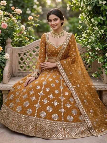 Dynamic Yellow Faux Georgette Lehenga with Embroidered Dupatta for Bridal Fashion Bridal Lehenga Choli