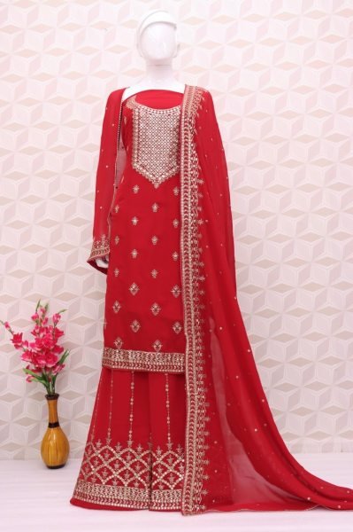 Eba Hurma Heavy Faux Georgette With Embroidery Work Palazzo Suit  Designer Plazzo Salwar Suits Wholesale