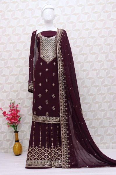 Eba Hurma Heavy Faux Georgette With Embroidery Work Palazzo Suit  Designer Plazzo Salwar Suits Wholesale