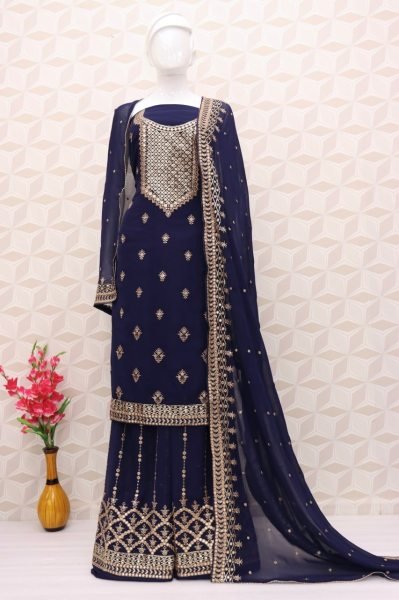 Eba Hurma Heavy Faux Georgette With Embroidery Work Palazzo Suit  Designer Plazzo Salwar Suits Wholesale