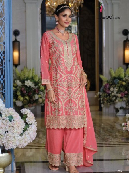 Eba Lifestyle Sitaaray Chinon Embroidered Palazzo Suit Ready To Wear Salwar Kameez
