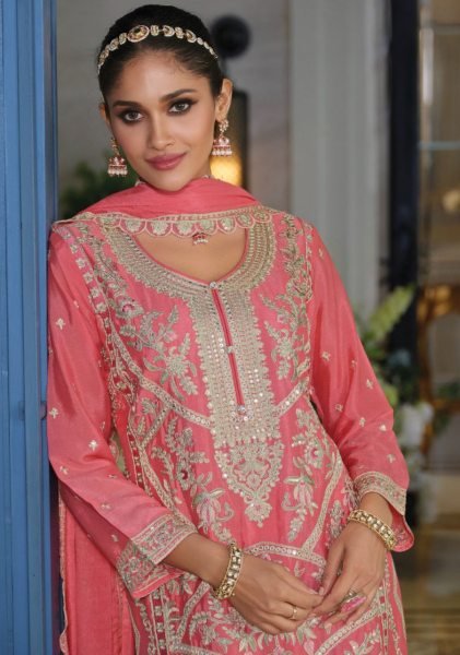 Eba Lifestyle Sitaaray Chinon Embroidered Palazzo Suit Ready To Wear Designer Plazzo Salwar Suits Wholesale