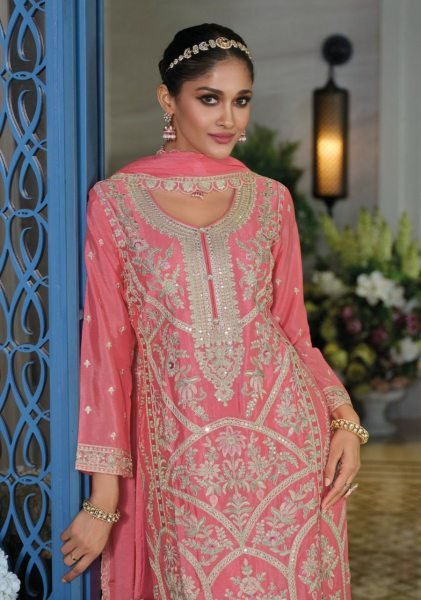 Eba Lifestyle Sitaaray Chinon Embroidered Palazzo Suit Ready To Wear Designer Plazzo Salwar Suits Wholesale