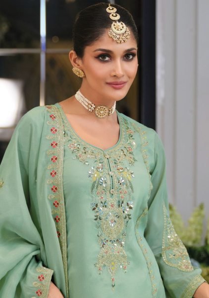Eba Paradise Simar Designer Partywear Dress 3 Pc Suit Set Designer Plazzo Salwar Suits Wholesale