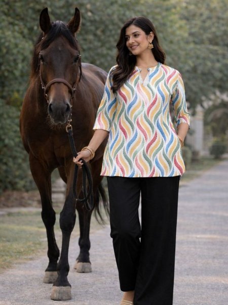 Eco friendly Off White Rayon Slub Co ord Set with Digital Print for Women